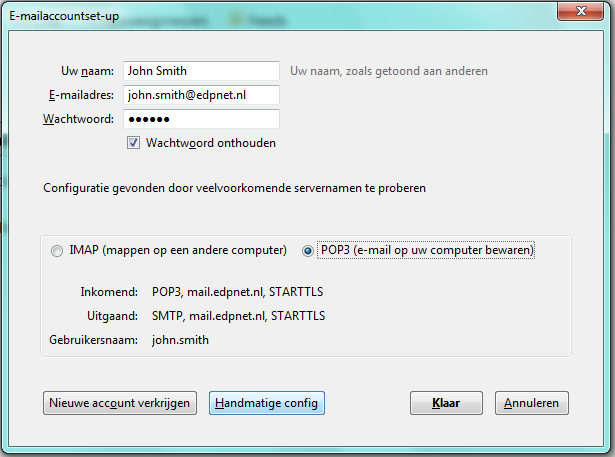Hoe stel ik Mozilla Thunderbird in voor mijn edpnet e-mailadres