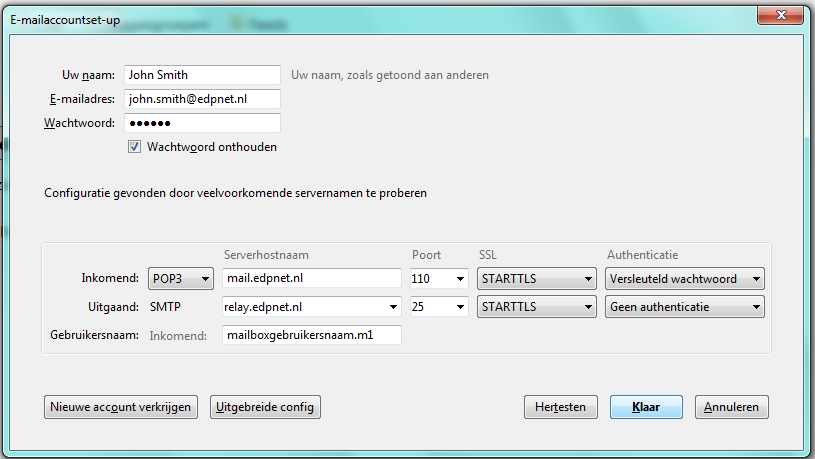 Hoe stel ik Mozilla Thunderbird in voor mijn edpnet e-mailadres