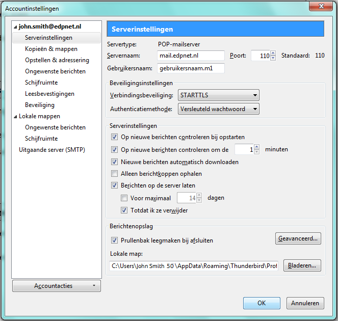 Hoe stel ik Mozilla Thunderbird in voor mijn edpnet e-mailadres