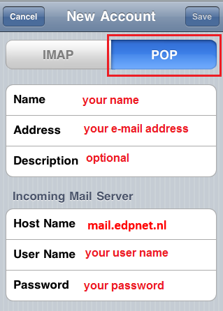 Hoe stel ik mijn edpnet mailaccount in op een iPhone