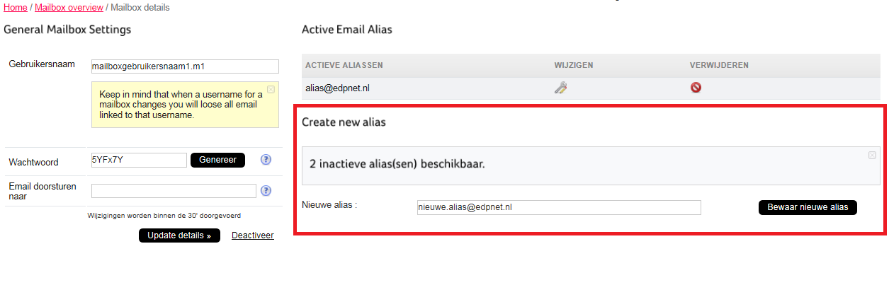 Hoe activeer ik een nieuwe mailbox en een nieuw e-mailadres
