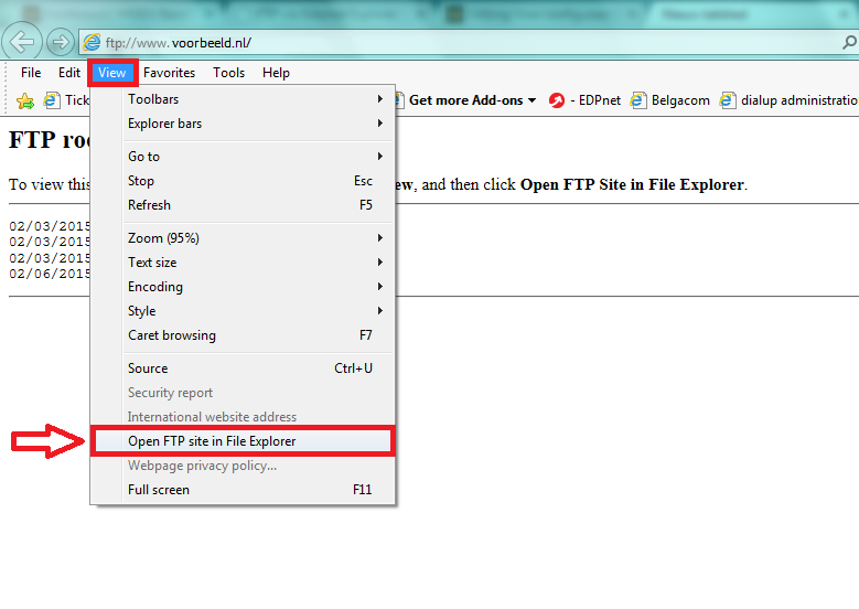 FTP via Internet Explorer