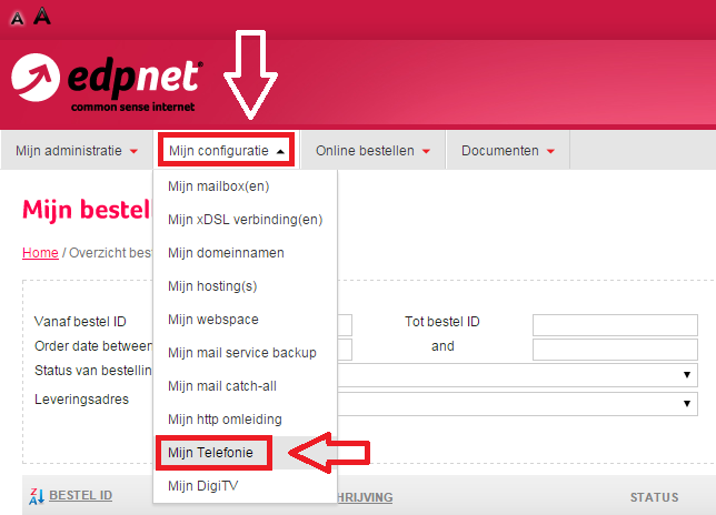 Waar vind ik de nodige gegevens om edpnet telefonie te configureren